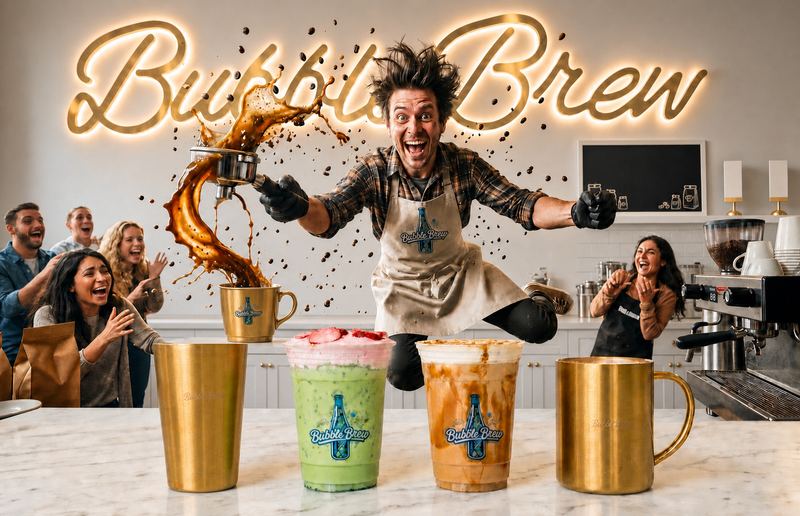 Iced coffee drinks prepared by BubbleBrew in Logan