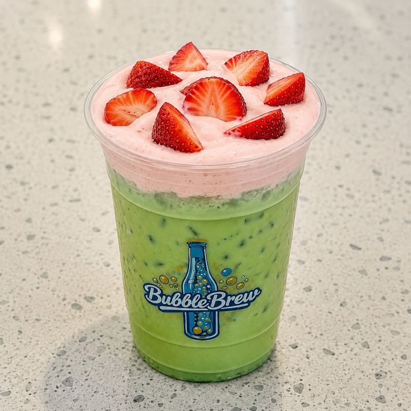 A prepared matcha drink available from BubbleBrew in Logan